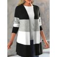 thumbnail image 4 of Women'S Long Sleeve Open Front Casual Cardigan Fashion Color Block Knitted Coat Sweaters Outerwear Black XL, 4 of 8