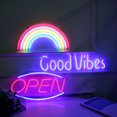 thumbnail image 2 of 1pc Neon Sign, Good Vibes Wall Light, Decoration Cool Light USB Neon Sign,13*50cm, 2 of 4