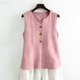 thumbnail image 6 of Qwertyu Cotton Linen Tank Tops for Women V Neck Button Down Shirts Lightweight Breathable Summer Casual Sleeveless Blouses 2026 Pink S, 6 of 7