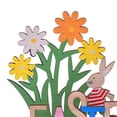 thumbnail image 3 of Ptetnvg Easter Table Centerpieces Ornament Handcrafted Wooden Easter Ornament with Rabbit Floral Letter Decor Exquisite Diy Artwork for Desktop Decoration, 3 of 9