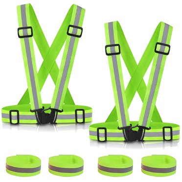 Athletic Works Neon Green LED Adjustable Rope Safety Vest Reflective ...
