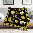 thumbnail image 2 of Bee Throw Blanket - Soft Flannel Bee Blankets for Teens Adults Women Men Bee Lovers - Warm Bee Throw Blankets for All Season Lap, Chair, Sofa, Couch, Bed - 80"x60", 2 of 6