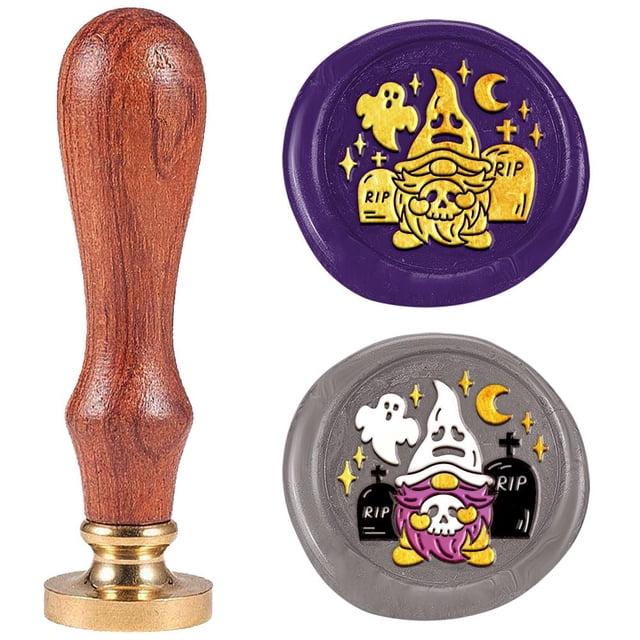 Sello de lacre de gnomo de 2,5 cm con cabeza de latón extraíble y mango de madera para sobres, tarjetas de felicitación, cartas, invitaciones, botellas y envoltura de regalos.
