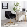 thumbnail image 2 of Exlonjet Fluffy Desk Chair, Faux Fur Furry Home Office Chair, Fuzzy Swivel Armchair with Wheels, Height Adjustable Silver Base for Girls, Bedroom, Black, 2 of 8