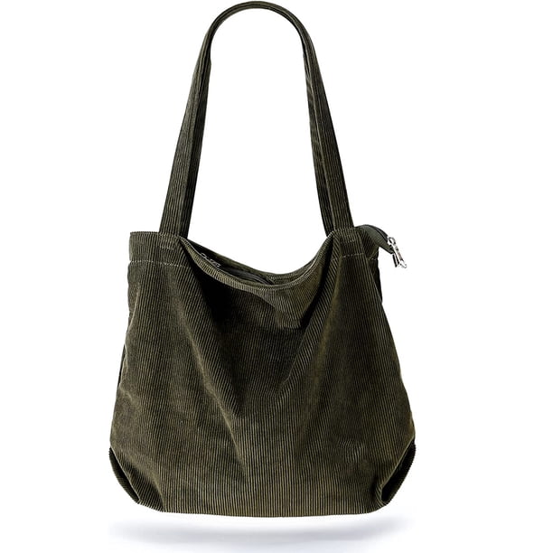 Bolso de pana, bolso de hombro de mujer con cremallera, bolso de compras grande, bolso de mano, bolso de mano, bolsos de hombro para el trabajo, oficina, viajes, compras, escuela y uso