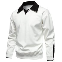 Mens Sweatshirts Long Sleeve Collared Golf Shirts Casual Color Block Pullover Comfort Basic Lapel Business Work Fall Tshirts Tops