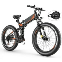 Elifine 26"x4" Folding Fat Tire Electric Bike, Full Suspensions, 500W Ebike, 5 Riding Modes, 48V 10.4Ah Battery, 21 Speed, LCD, All Terrain E Bike for Adult UL2849