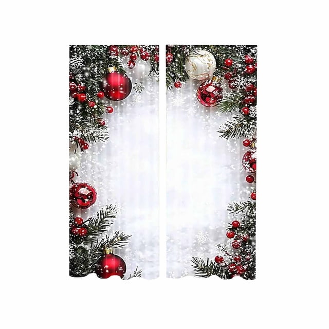 Christmas Polyester Snowflake Christmas Ball Festival Printed Curtains