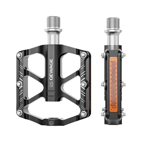 Moonsky Bike Pedals 9/16 Inch - Non-Slip Bicycle Pedals with Reflectors - 3 Sealed Bearings MTB Pedals Wide Platform Pedals for Mountain Bike, Road Bike Pedals-Black