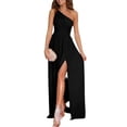 thumbnail image 2 of JUNWELL Robes d'Invité de Mariage pour Femmes une Épaule Sans Manches Élégante Robe de Soirée Plissée Fendue Robe Maxi Formelle, 2 of 7