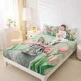 thumbnail image 3 of Erosebridal Pink Tulip Floral Bed Sheets,Cute Kawaii Bunny Easter Rabbit King Sheets For Kids 4pcs, 3 of 6