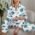 thumbnail image 6 of Pajama Sets for Women 2 Pcs, Conch Dark Green Button Down Long Sleeve Sleepwear Lounge PJ Sets, 6 of 6