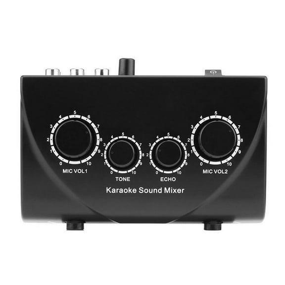 Karaoke Sound Mixer Portable Sound Mixer Professional Audio System Karaoke Dual Mic Inputs Audio Sound Mixer Black (US)
