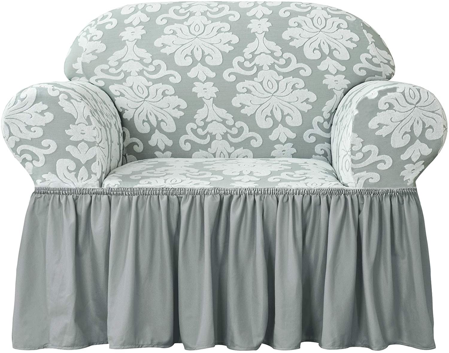 CHUN YI Stretch 1Piece Jacquard Damask Sofa Slipcover with Skirt