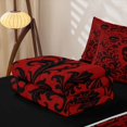 thumbnail image 5 of Feelyou Hippie Western Skull Zipper Queen Comforter Set with Fitted Sheet and 2 Pillowcases, Boho Damask Floral Zipper Bedding Set, Red Black, Black Reversible, 4pcs, 5 of 7