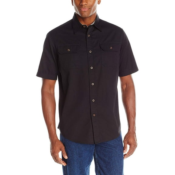 Wrangler Men's Authentics Short Sleeve Classic Woven Shirt, Caviar, Size: S-3XL