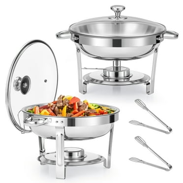 Wilprep 2 Pack Chafing Dish Buffet Set 5qt Stainless Steel Food Warmers with Glass Lid