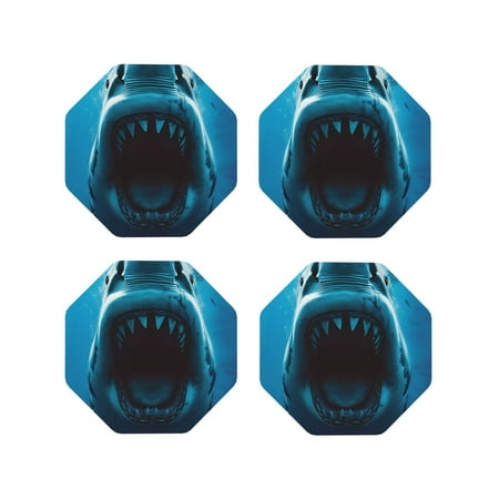 

Kdxio Open-Mouthed Shark Funny Coasters 4 Pcs Leather Coasters Housewarming Gifts Protect Furniture from Water Marks Scratch and Damage