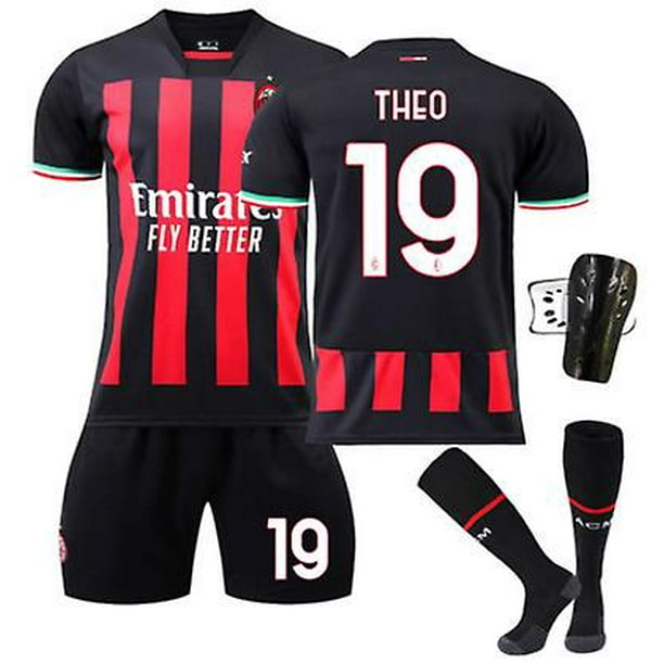 XLBlack 19A2023 Conjunto de uniformes de fútbol para niños de nuevo diseño con protectores de calcetines y rodillas para niños y niñas Ibrahimovic 11 # Theo 19 # Traje de jersey del equipo de fútbol para esquí esquí Gafas de esquí