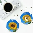 thumbnail image 5 of Pofeuu Blue Sky Sunflower Print Leather Coasters Set of 6, Round Cups Mugs Mat Pad for Home Kitchen Heat Resistant Drink Coasters,Octagon, 5 of 7