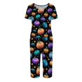 thumbnail image 4 of Halloween Pajama Sets for Women 2 Pieces Pajamas Funny Pumpkins Print Short Sleeve Tops and Capri Sets Halloween PJs Sleepwears, 4 of 6