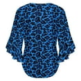thumbnail image 6 of Blue Aesthetic Leopard Print Women's V-Neck Blouse With 3/4 Ruffled Bell Sleeves Casual Top Ladies Blouses, 6 of 7