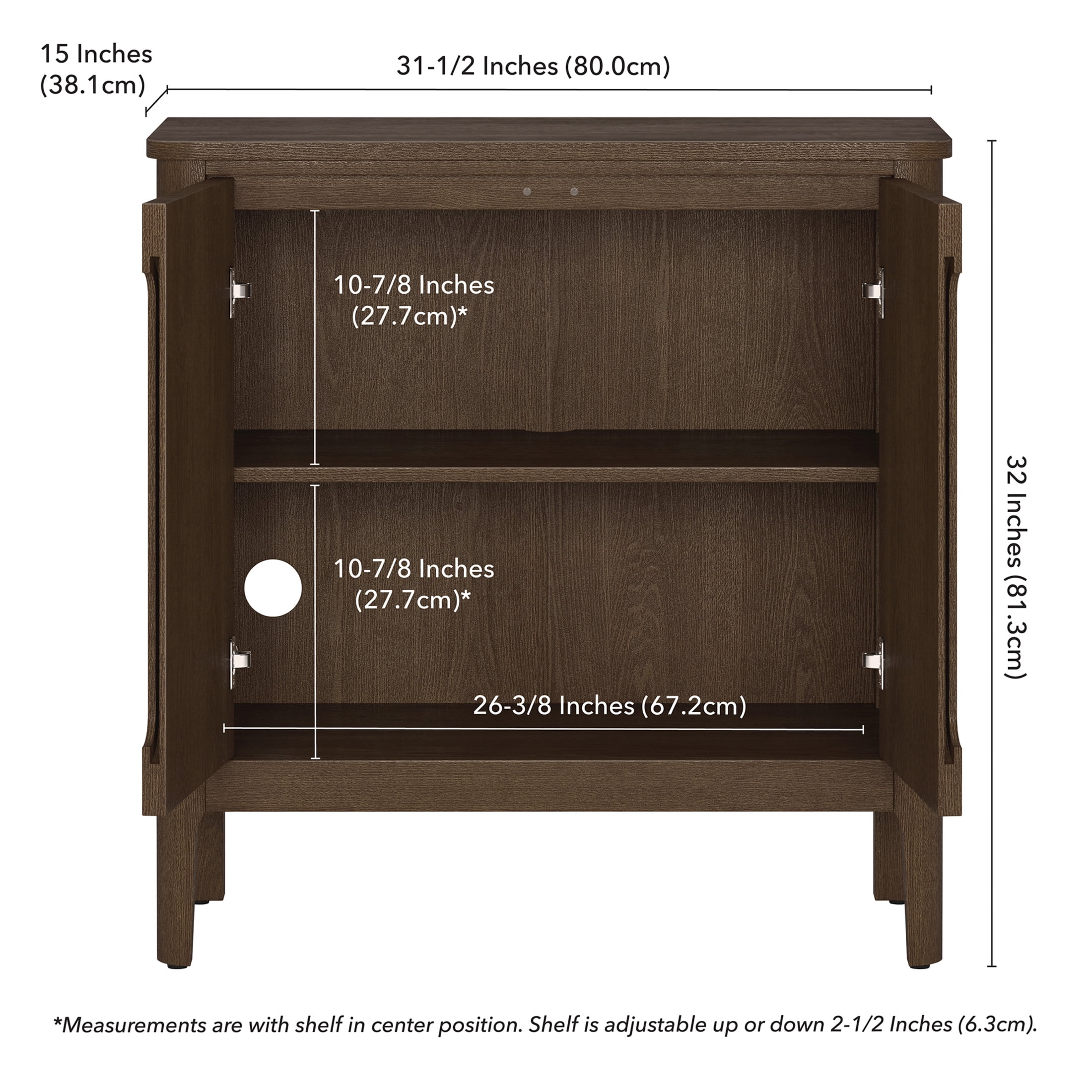 Evelyn&Zoe Modern/Contemporary 32" Wide Brown Oak Veneer Accent Cabinet