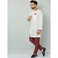 thumbnail image 4 of eloria Men's Trendy Indian Traditional White & Maroon Silk Blend Solid Sherwani With churidar, 4 of 8