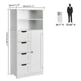 thumbnail image 2 of Ktaxon Bathroom Floor Cabinet with 4 Drawers 1 Cupboard & 2 Adjustable Shelves for Kitchen Living Room, White, 2 of 13