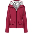 thumbnail image 5 of Lmueinov Womens Striped Lined Waterproof Hooded Windbreaker Jacket Zip Oxford Cloth Casual Outerwear with Pocket for Fall Winter Outdoor Hiking Daily Wear, 5 of 7