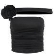 thumbnail image 4 of Camiseta Sin Tirantes 3D Flower Crop Tube Tops European Slim Fit Top Tee Ropa de verano (Negro M) Cgtredaw Para estrenar, 4 of 9