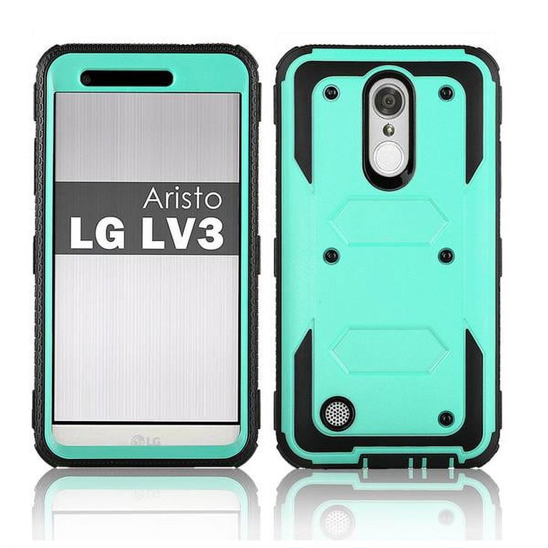 LG Phoenix 4 Zone 4 Aristo 3 Tribute Empire Rebel 4 LTE Aristo 2 Plus Case Holster Phone Case Cover with Belt Clip Built in Screen Protector Teal