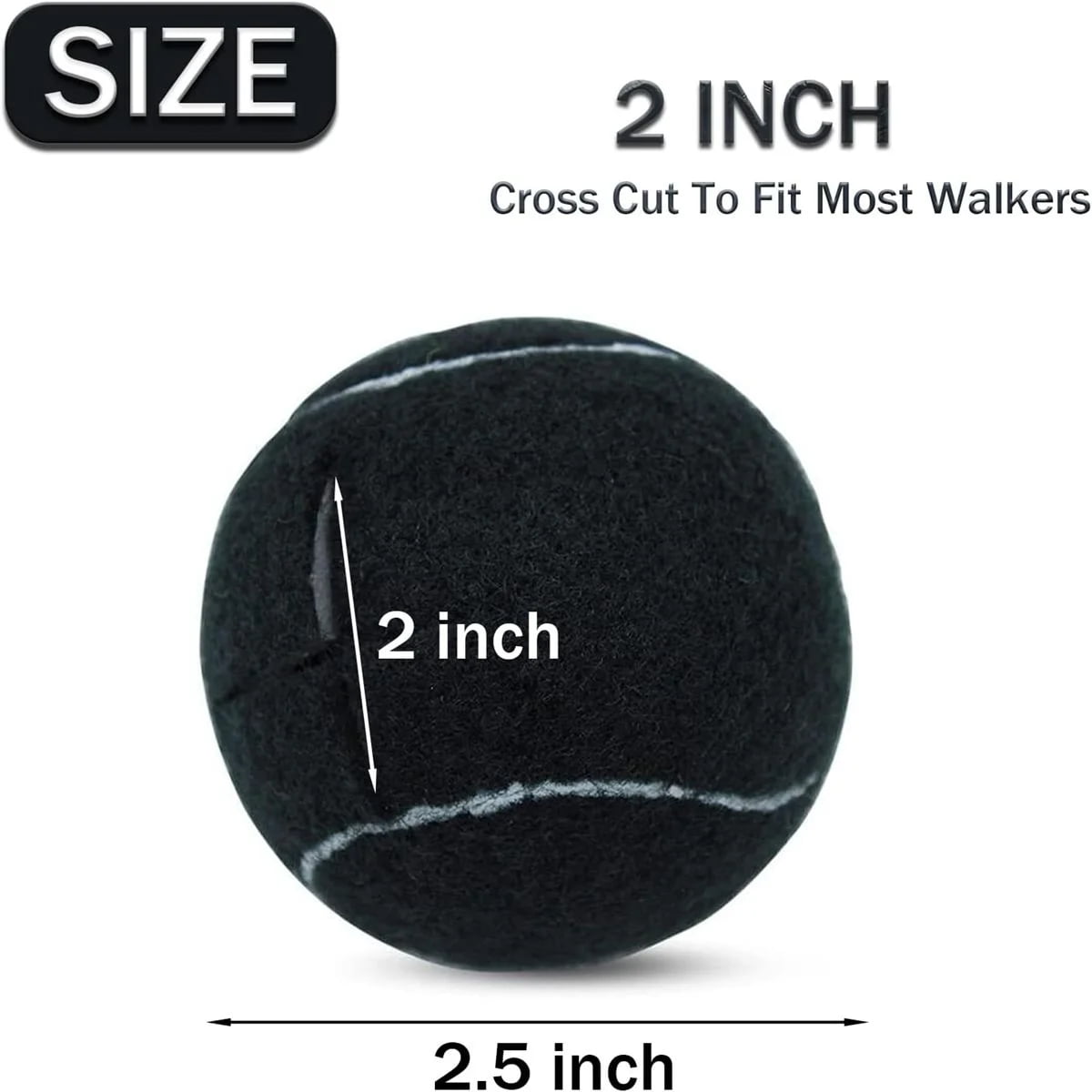 Magicorange 20 PCS Precut Walker Tennis Balls for Furniture Legs and Floor Protection (Black)