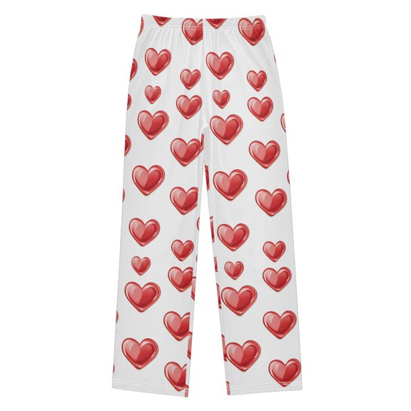 joogoo Red Heart Pattern Pajama Pants Pj Bottoms Sleepwear Lounge L