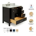 thumbnail image 3 of Ariel Cambridge 37 In. Left Offset Oval Single Sink Vanity With Carrara White Marble 0.75 In Countertop In Espresso, 3 of 10