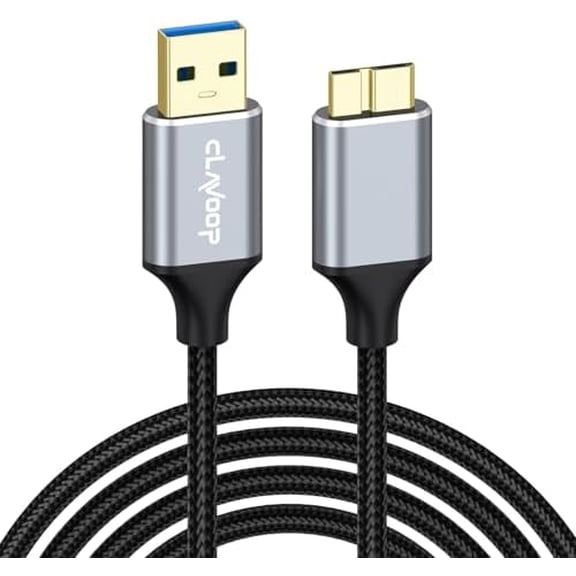 USB 3.0 to Micro B Cable 6ft, 5Gbps SuperSpeed Data Transfer External HDD | Hard Drive Cord Nylon Braided for Seagate Toshiba WD My Passport LaCie, SSD, Camera, Brother Mobile Scanner, Laptop, Tablet