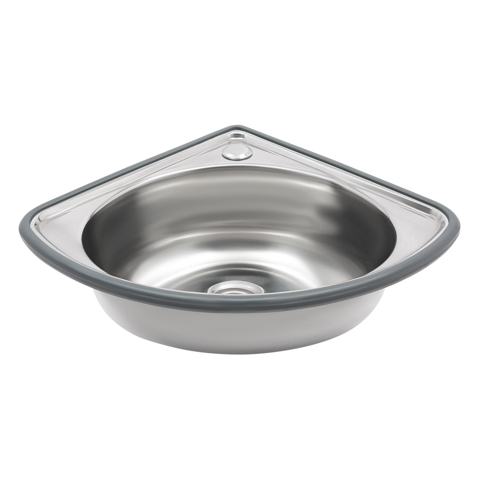 ToppiJoy Stainless Steel Single Bowl Sink, Triangle Wash Basin Thick Small Sink Corner for Kitchen Bathroom Lavatory (Silver)