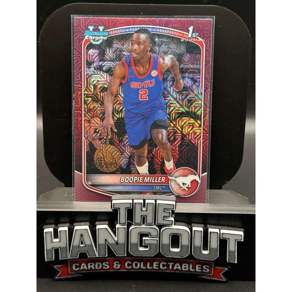 2023 Bowman Chrome University Mosaic Pink Boopie Miller BCP-72 1/18 SMU Mustangs Basketball Card SMU Mustangs NCAA Basketball Trading Card