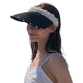 thumbnail image 1 of Sombrero de verano con protección solar, de 56 a 58 cm de circunferencia, con perla, vacío, para playa, para cubrirse la cara, sombrero de paja, protector solar, sombrero para el sol, 1 of 5