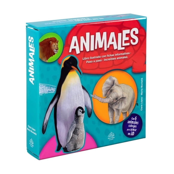 Libro infantil didáctico: Construye en 3D: Animales Blanco