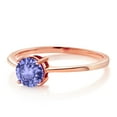 thumbnail image 5 of Gem Stone King 10K Rose Gold Blue Tanzanite Solitaire Engagement Ring for Women (0.90 Cttw, Round 6MM, Gemstone December Birthstone, Size 10), 5 of 5