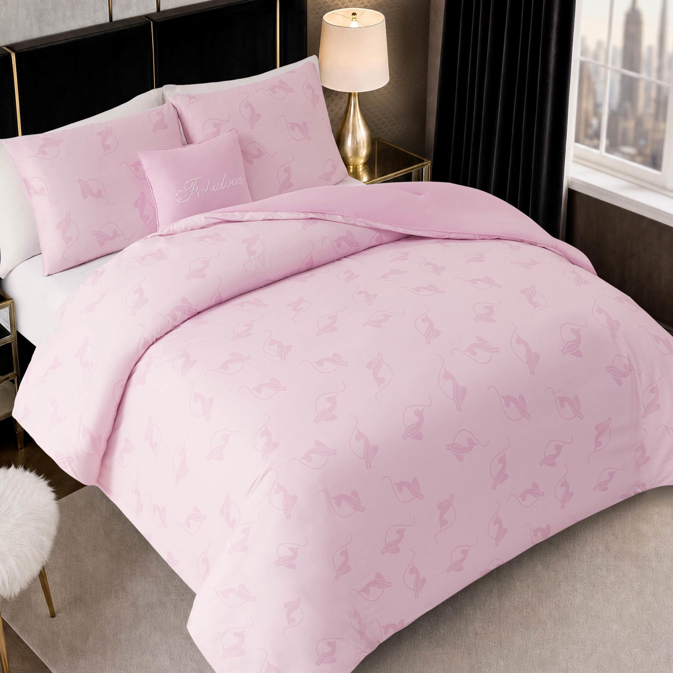 Baby Phat Logo Cat Comforter Sets Full/Queen, Pink