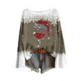 thumbnail image 2 of Elvqul Womens Christmas Blouses Shirts Print Knit Long Sleeve Merry Christmas Pullover Khaki Tops for Women, 2 of 4