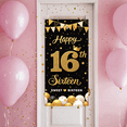 thumbnail image 2 of Gold Glitter Banner Sweet Sixteen Decorative Design for Teens Birthday Party Indoor Celebration Photo Booth, 2 of 9