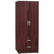 Better Home Products Grace Wood 2-Door Wardrobe Armoire with 2-Drawers Mahogany