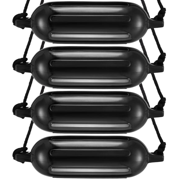 CAFORKP 4-Pack Boat Dock Fenders 5.5x20", Inflatable Ribbed Bumpers with Ropes & Pump