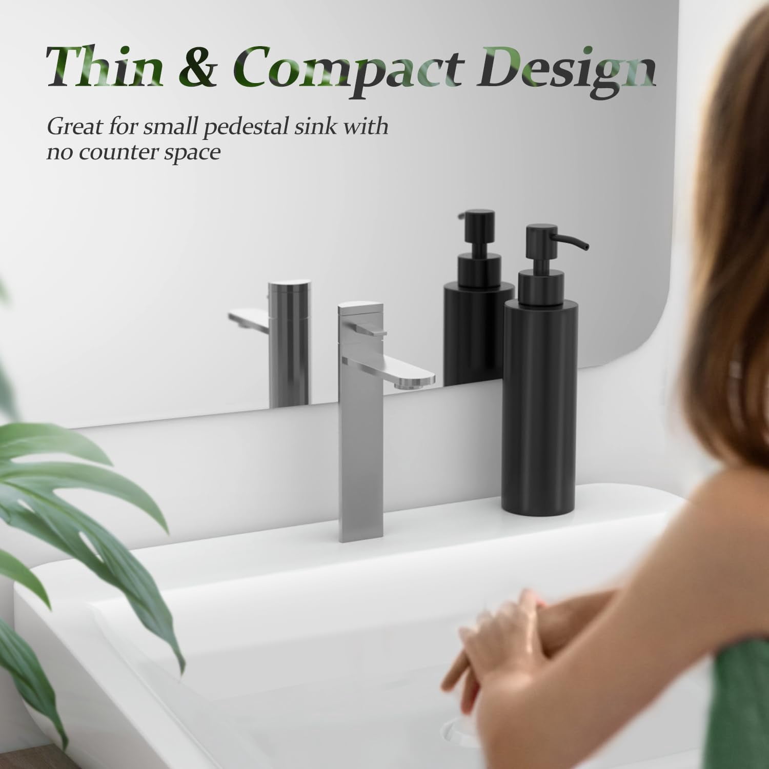Matte Black Soap Dispenser Stainless Steel 11.8 OZ - Liquid Hand Lotion Dispenser Decor Refillable Dishwashing Soap Dispenser for Kitchen Bathroom Countertops