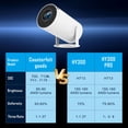 thumbnail image 3 of Miniproyector HY300PRO para dormitorio con resolución de 1280 x 720P y sistema Android 11.0 integrado, 3 of 8