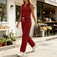 thumbnail image 5 of BADHUB 2 Piece Short Sets for Womens Summer V Neck Travel Outfits Sweatsuits Sleeveless Lounge Sets Tracksuit Wine M, 5 of 7