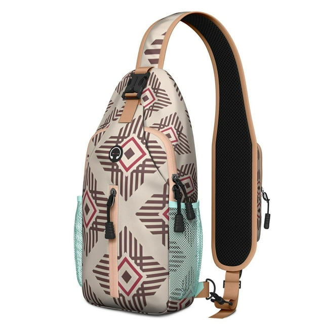 Bohemian Style Sling Backpack Ethnic Tribal Anti-theft Travel Daypack with Multiple Compartments for Short Trips